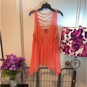 ‼️FINAL MARK DOWN‼️ BNWOT SHEER AND LACE SHARK BITE BABYDOLL TOP